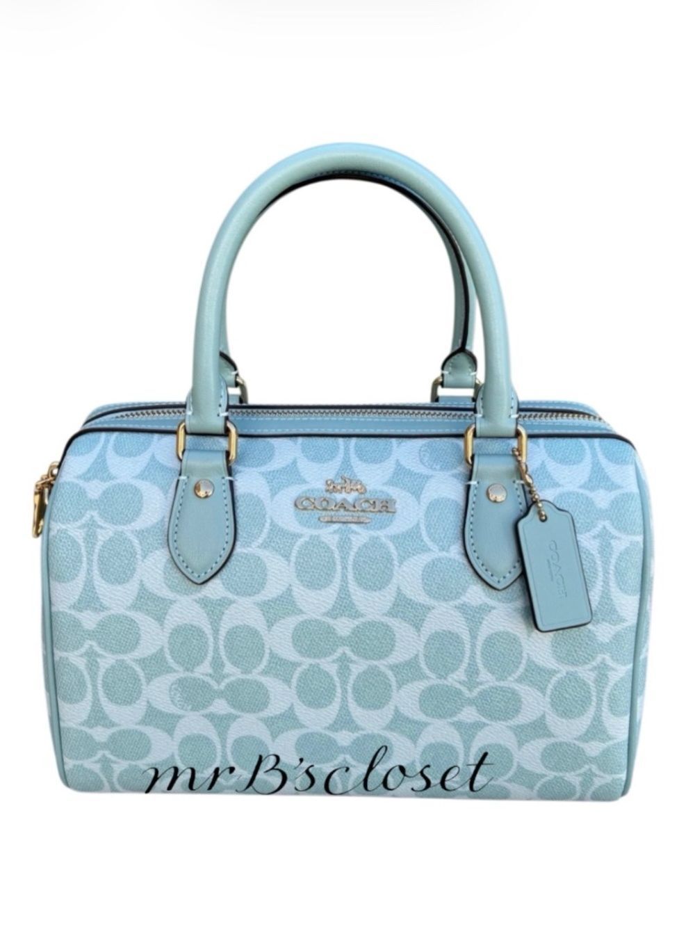 Coach Rowan Satchel Bag In Light Blue Signature Canvas Purse